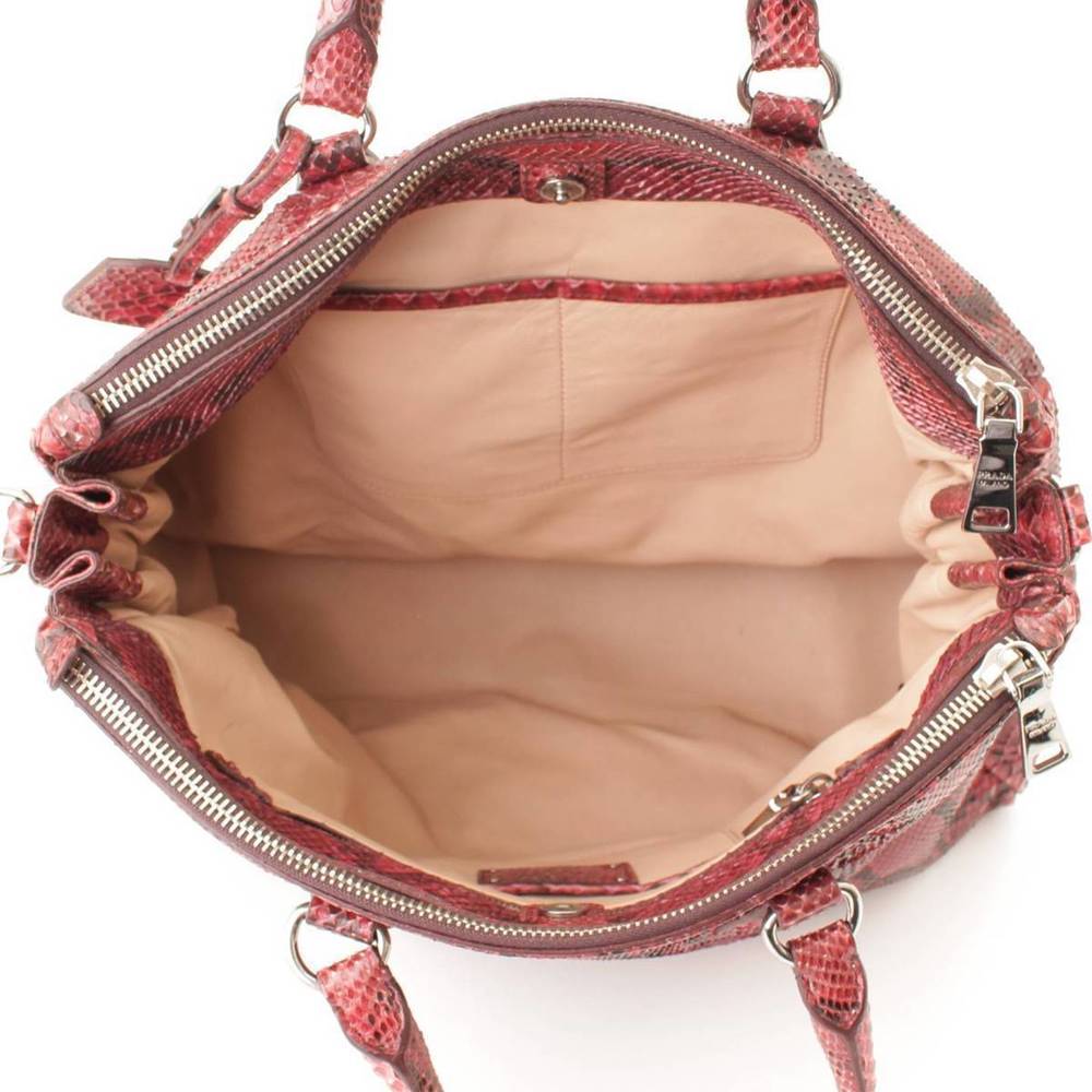Prada Python Amarena Bag Tote Red - image 5